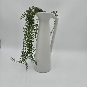 White Ceramic Vase/pitcher With Plant